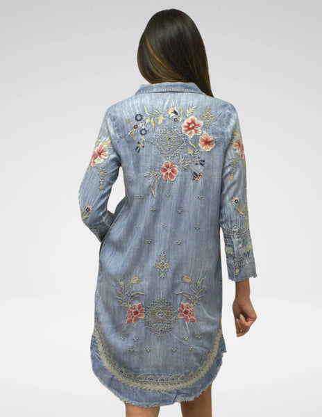 kyla seo denim dress Caite and Kyla Seo  Leaf Boutique