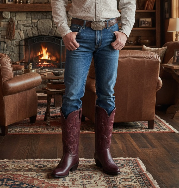 Lucchese Men's Cowboy Boot in Burgundy Wine | Baker by Lucchese M3428 ON SALE!