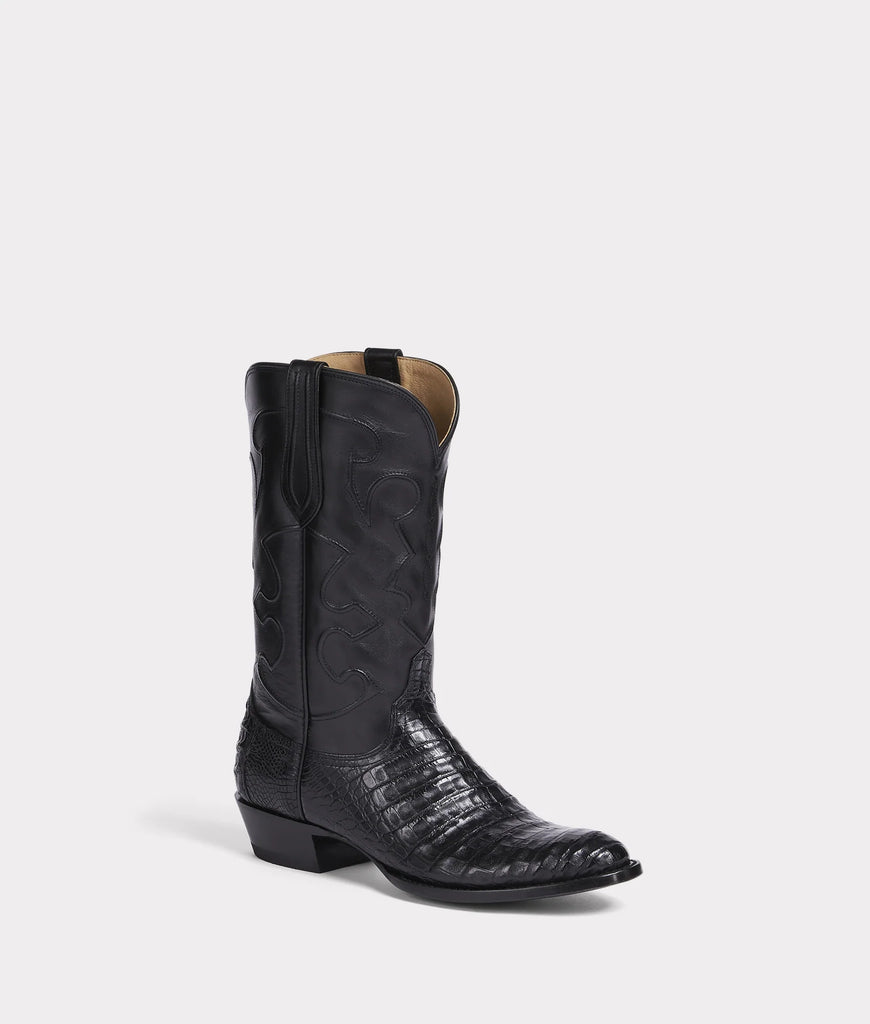 Lucchese Men's Charles Black Caiman Crocodile Black Boot M1636