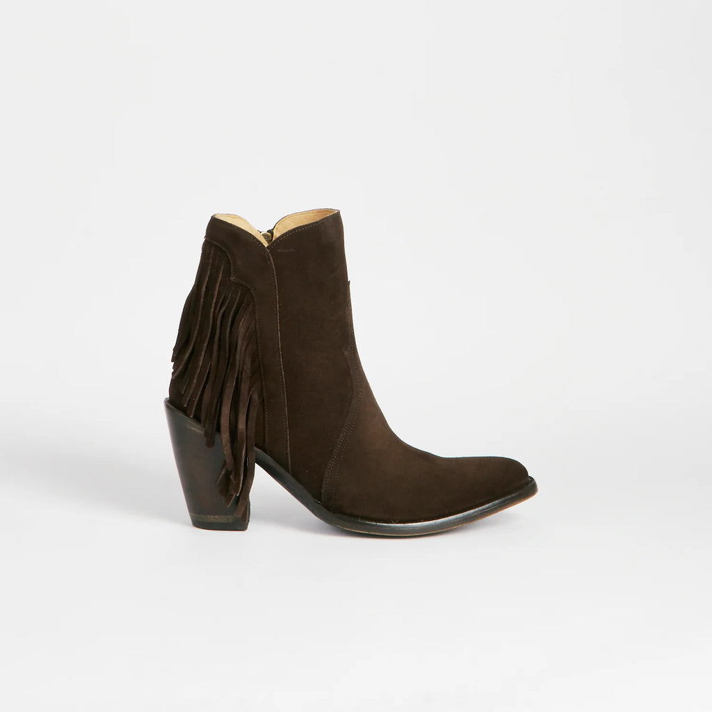 Lucchese Women's Fringe M6083 Maypop Western Suede Shoe in Choco brown