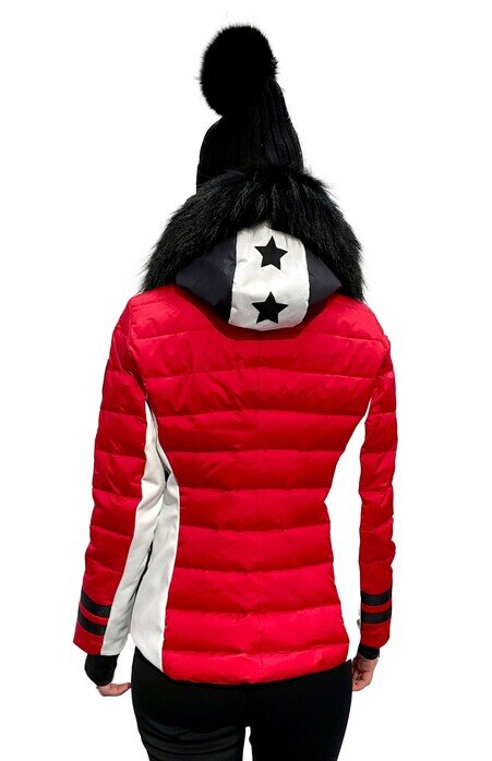 M. Miller SK2826 Devon Jacket in Red with Fin Raccoon SS2425up