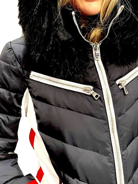 M. Miller SK2826 Devon Jacket in Red with Fin Raccoon SS2425up