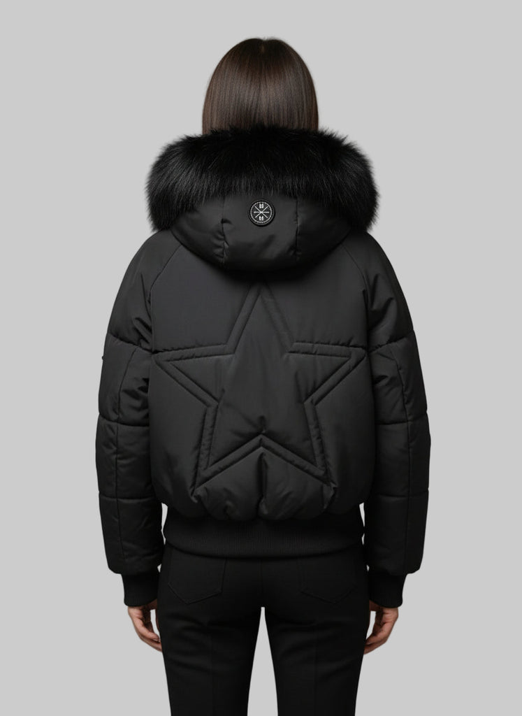 M. Miller Women's Black Bomber Star Quilted Black Finn Raccoon SK3002-BLACKM26 FW25
