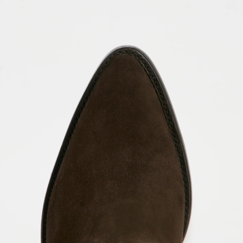 Lucchese Women's Fringe M6083 Maypop Western Suede Shoe in Choco brown