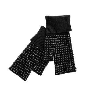 Mitchies's Women's Black Crystal Fingerless Gloves-OS GLAN90 FW25