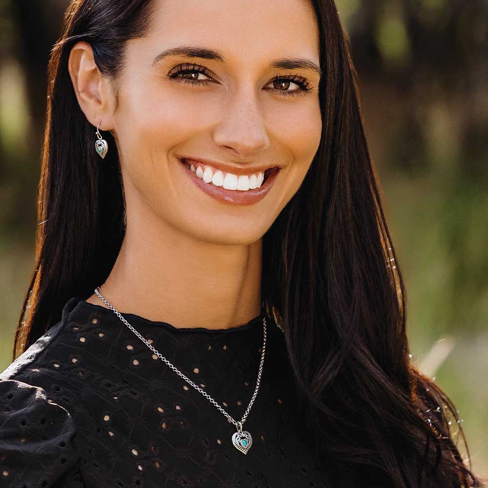 Silver Fierce Hearts Necklace with Turquoise Stone Montana Silversmiths Jewelry NC6103