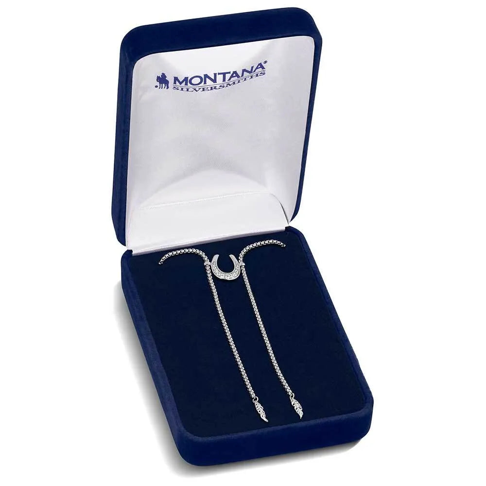 Silver Necklace Bolo Tie Horse Shoe Between Luck Montana Silversmiths Jewelry NC6120