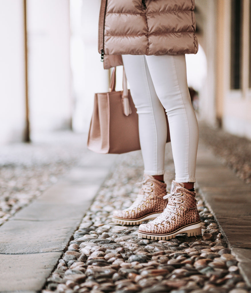 NIS Pink Sofia Lace Up Ankle Leather Winter Boots 2015456B