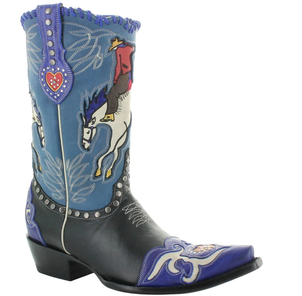 Double D Ranch by Old Gringo DDL1030 Bronco Buster in Black Blue Women's Cowboy Boots