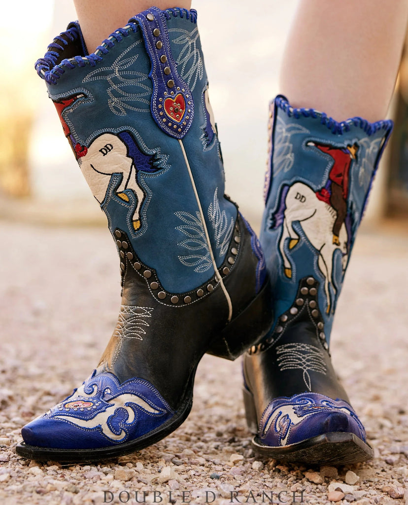 Double D Ranch by Old Gringo DDL1030 Bronco Buster in Black Blue Women's Cowboy Boots