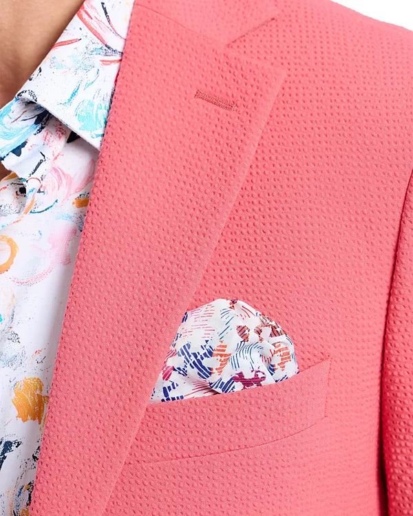 Robert Graham Men's Sport Coat Blazer in Coral Pink Harston Woven