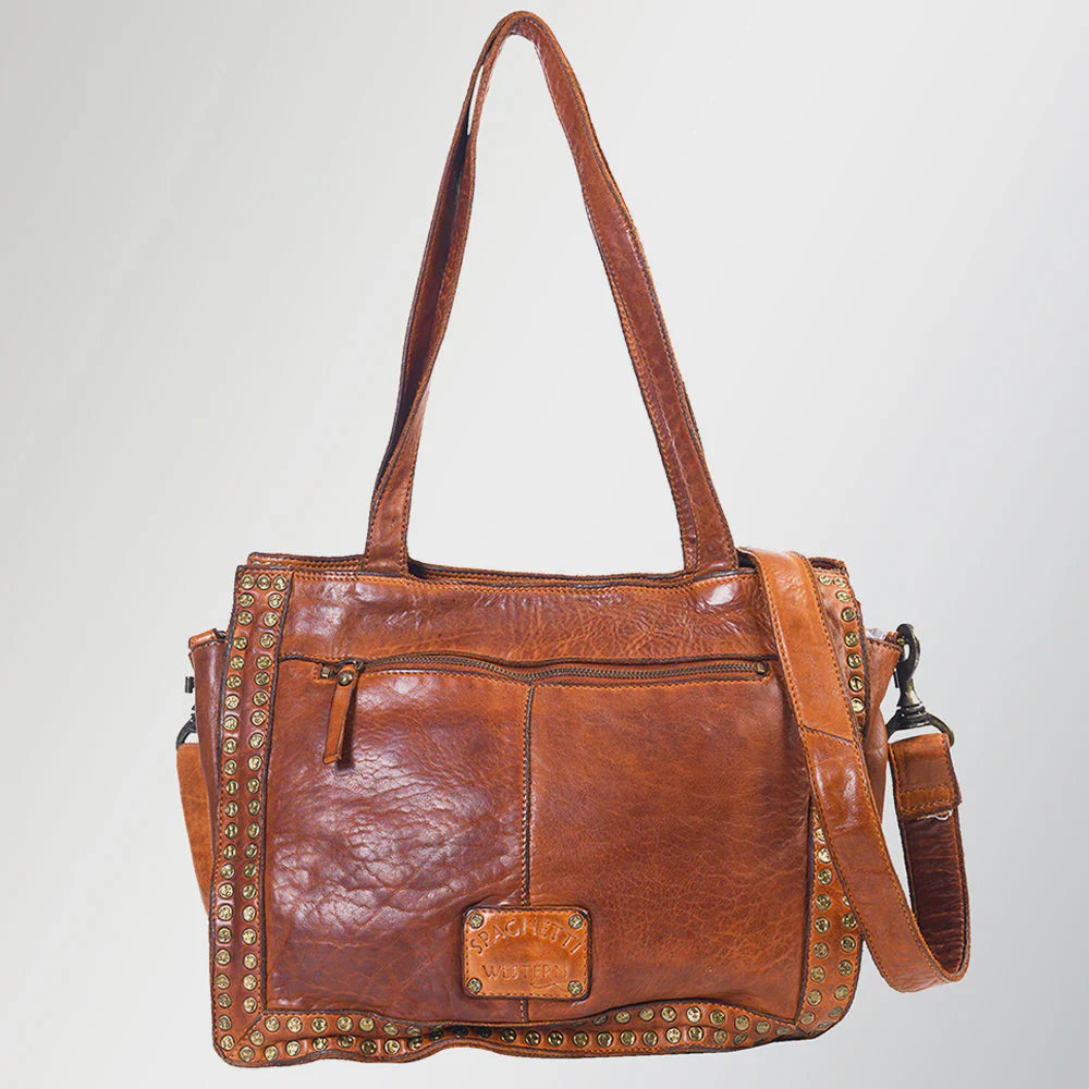 Soft Leather Shoulder Bag in Cognac Tan by American Darling SWC133