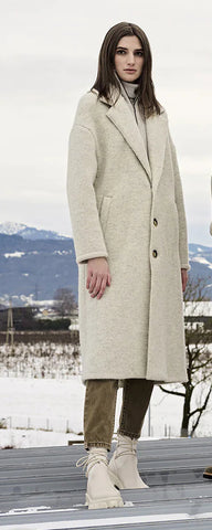 Bergen Of Norway Womens Cashmere Wool Princess Coat with Mink Trim