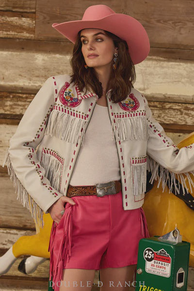 Double D Ranch Leather Jacket pink C3317 Tame A Wild Heart New