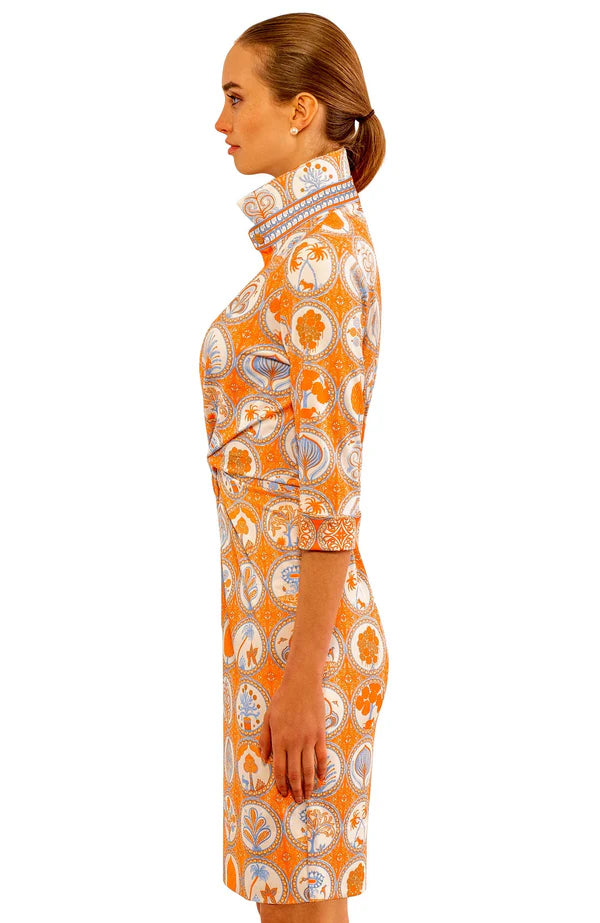 Gretchen Scott Twist and Shout Dress Circle of Love Orange/Periwinkle SS2425up