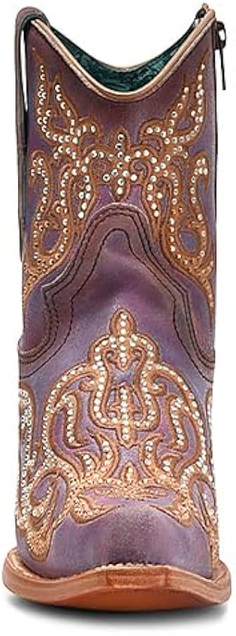 Women's Corral Ankle Boot in Lilac Purple Leather C4107