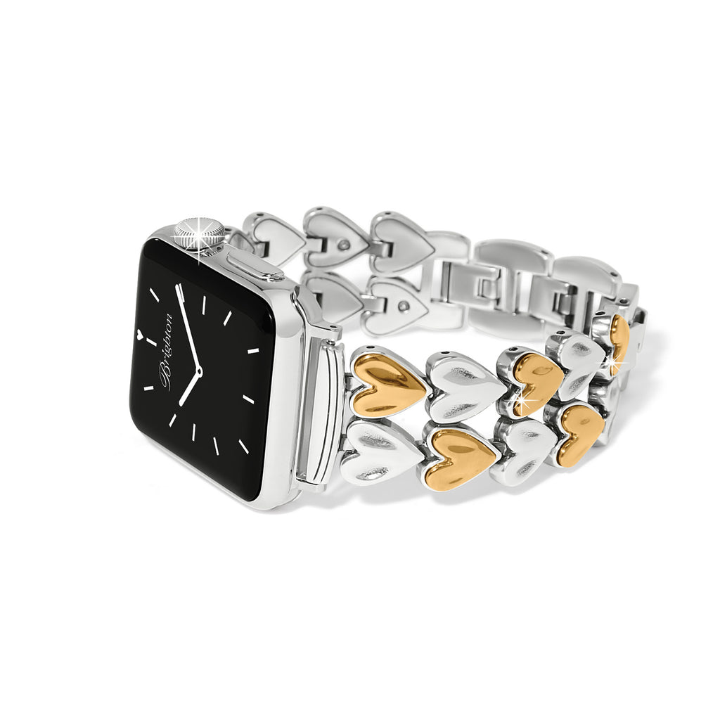 Smartwatch with a decorative heart-patterned band on a white background
