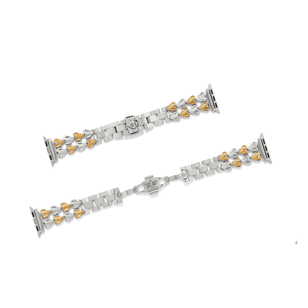 Silver and gold bracelet on a white background