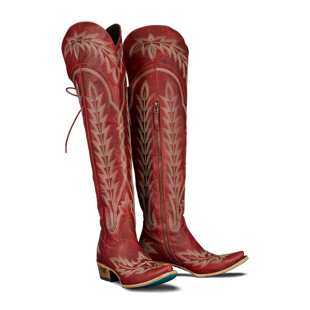 Lane Boots Lexington Knee High Corset Ruby Red LB0562E-055