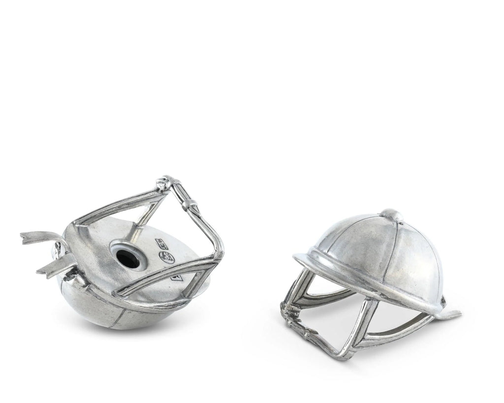 Vagabond House Pewter Riding Helmet Hat Salt & Pepper Set H116H SS25