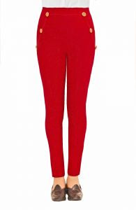 Etienne Marcel Indigo Zip Ribbon Womens Skinny Jeans with Red Tuxedo Stripe