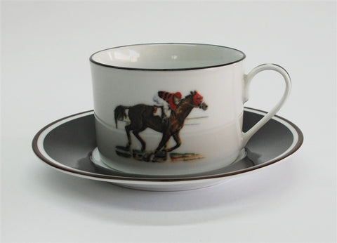Artfully Equestrian Breakfast Plate Fox Hunting Fox and Whip