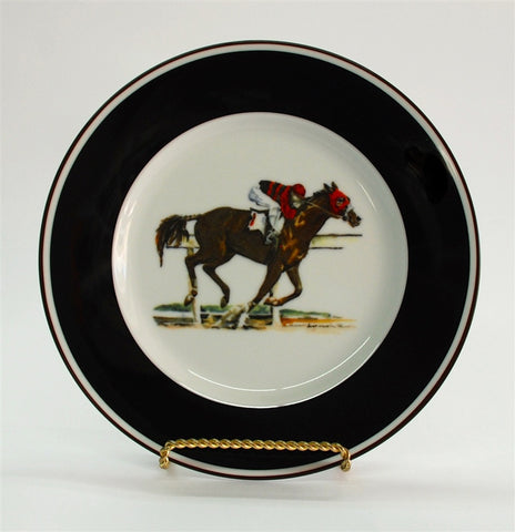 Artfully Equestrian Breakfast Plate Fox Hunting Fox and Whip