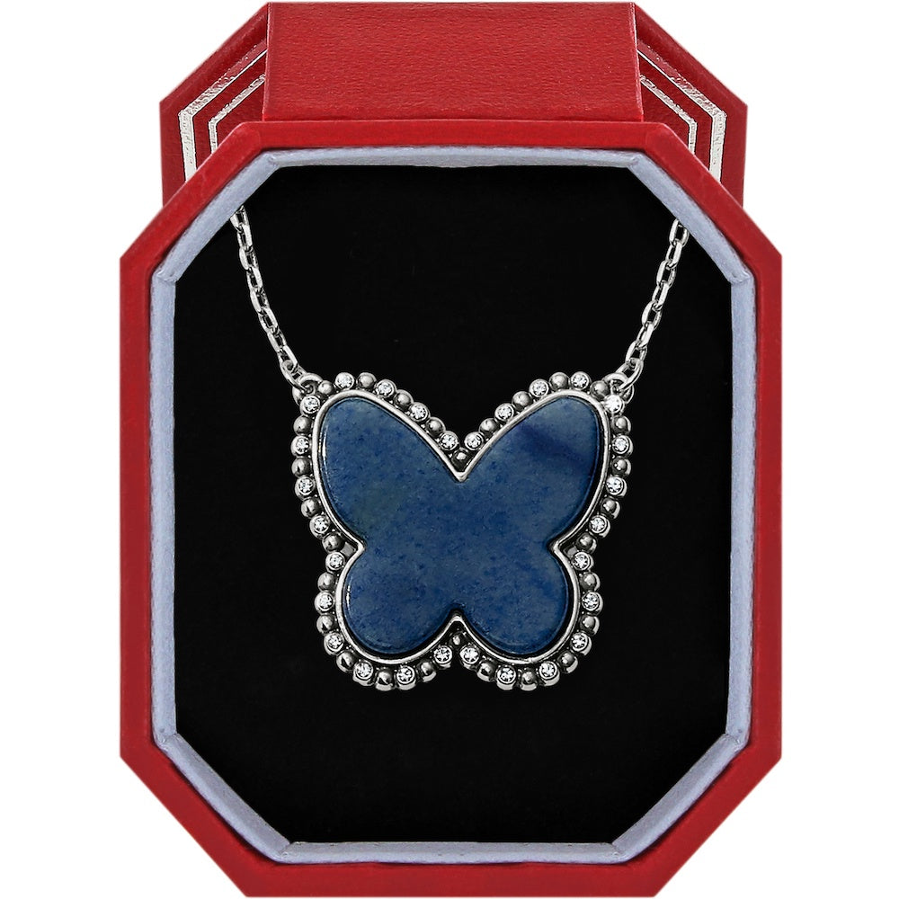 Brighton Necklace Twinkle Volar Brazil Blue or Silver Pearl Quartz Necklace Gift Box Butterfly JD2223 - Saratoga Saddlery & International Boutiques