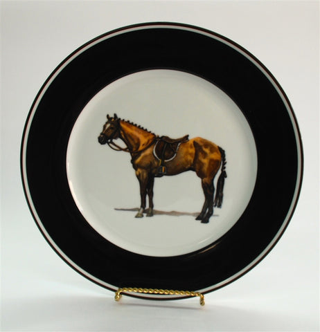 Artfully Equestrian Breakfast Plate Fox Hunting Fox and Whip