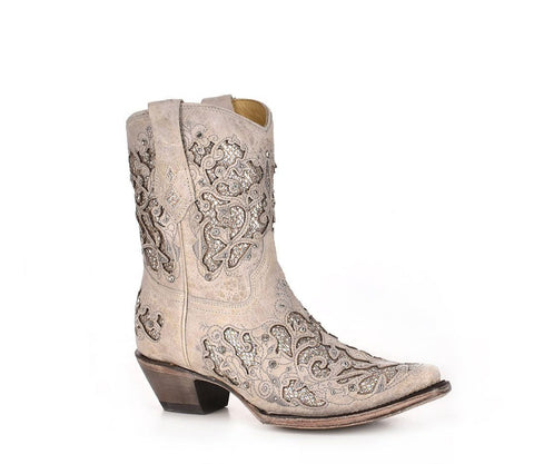 Corral Wedding Cowboy Boots C4050 White Glitter and Crystals Tall Boots