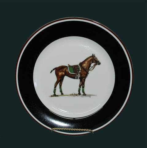 Artfully Equestrian Breakfast Plate Fox Hunting Fox and Whip