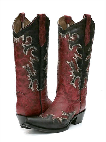 Corral C4087 Ladies Black Embroidery Crystals Eagle  Lamb Fringes Tall Cowboy Boots