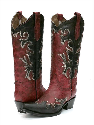 Corral Womens Boots C3972 Maple Embroidery with Studs Brown Tall Cowboy Boots