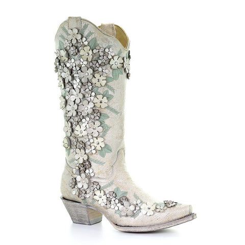 Corral Wedding Collection Women's Mariah White Ankle Boot  A3550