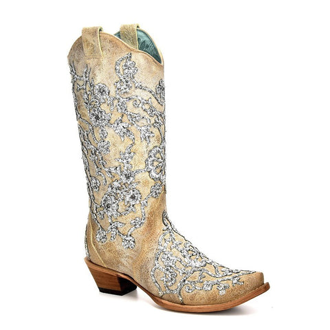Corral Womens A3521 Wedding Collection Maria White Crystal Boot
