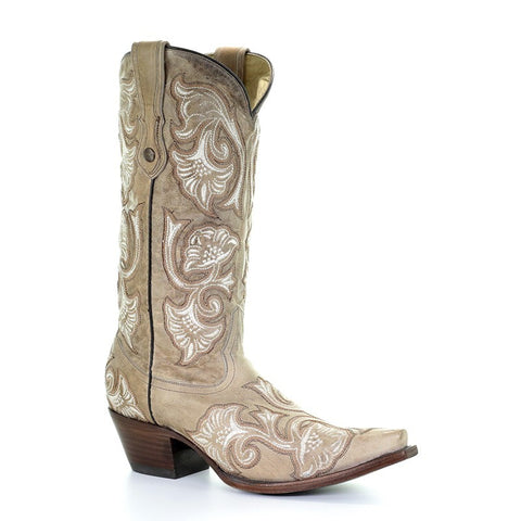 Corral C4081 Ladies White Harnes Crystal Fringe Tall Boots