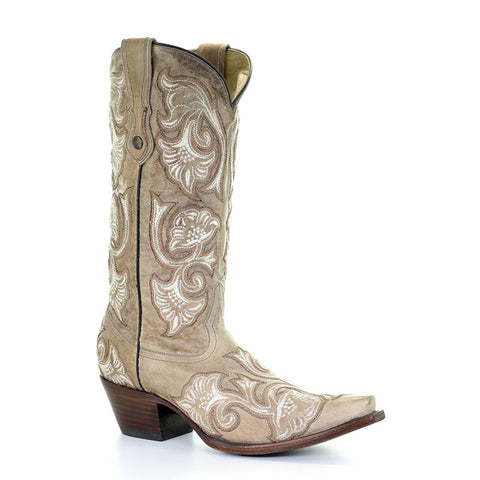 Corral Z0132 Women's Black and White Studs Cutout Cowboy Boots