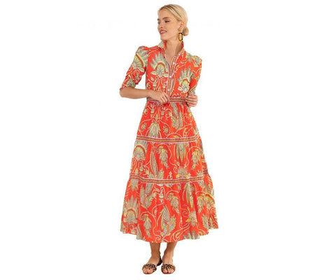 Jude Connally Beth Dress Batik Floral Border Royal