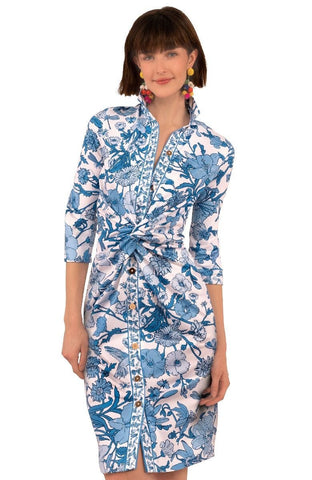 Jude Connally Beth Dress Batik Floral Border Royal