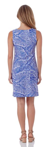Jude Connally Beth Shift Dress in Tonal Paisley Sapphire ON SALE! - Saratoga Saddlery & International Boutiques