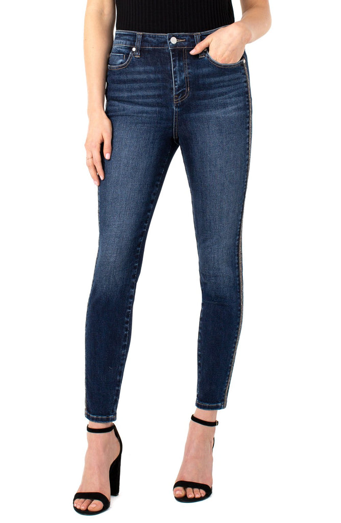 Liverpool ABBY HI-RISE Ankle Jean in denim Color SKINNY WITH NOVELTY TAPE - Saratoga Saddlery & International Boutiques