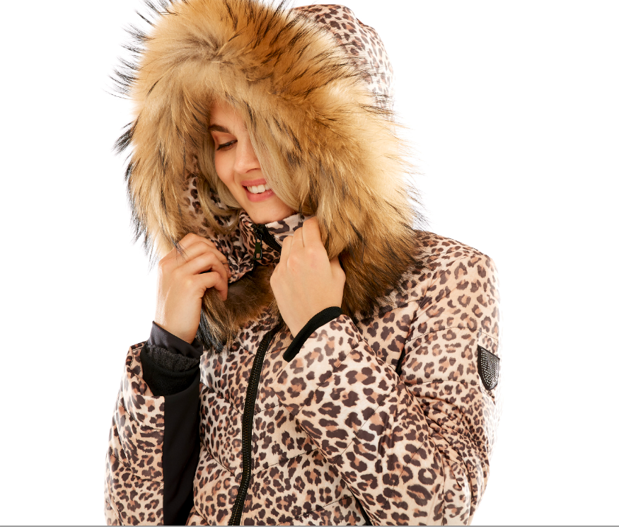 M. Miller Holly Soft Shell Down Jacket with Natural Finn Leopard Microtech Made in the USA - Saratoga Saddlery & International Boutiques