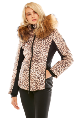 M. Miller Holly Soft Shell Down Jacket with Natural Finn Leopard Microtech Made in the USA - Saratoga Saddlery & International Boutiques