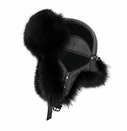 Mitchie s Leather Trooper Hat with Fox Fur Saratoga Saddlery