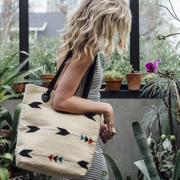 MZ Fair Trade Obsidian Arrow Wool Bucket Tote 13-8025 - Saratoga Saddlery & International Boutiques