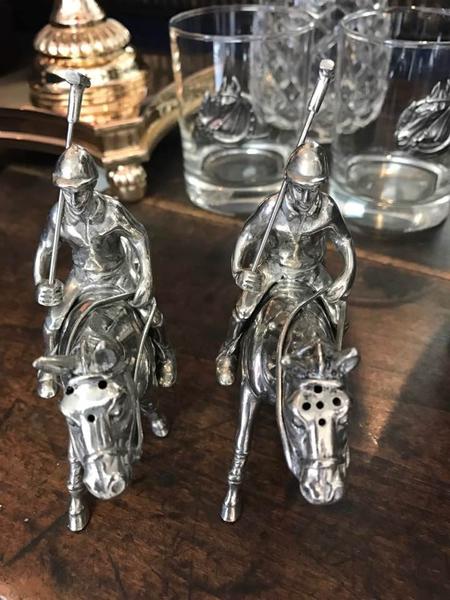 Polo Player Luxury-Grade Pewter Salt & Pepper - Saratoga Saddlery & International Boutiques