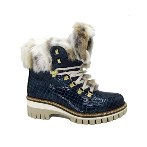 NIS Alisa BLACK Croc Heel Winter Boots ON SALE