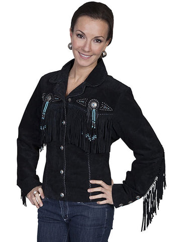 Scully Women's Red Fringe Bead Leather Jacket L152 21