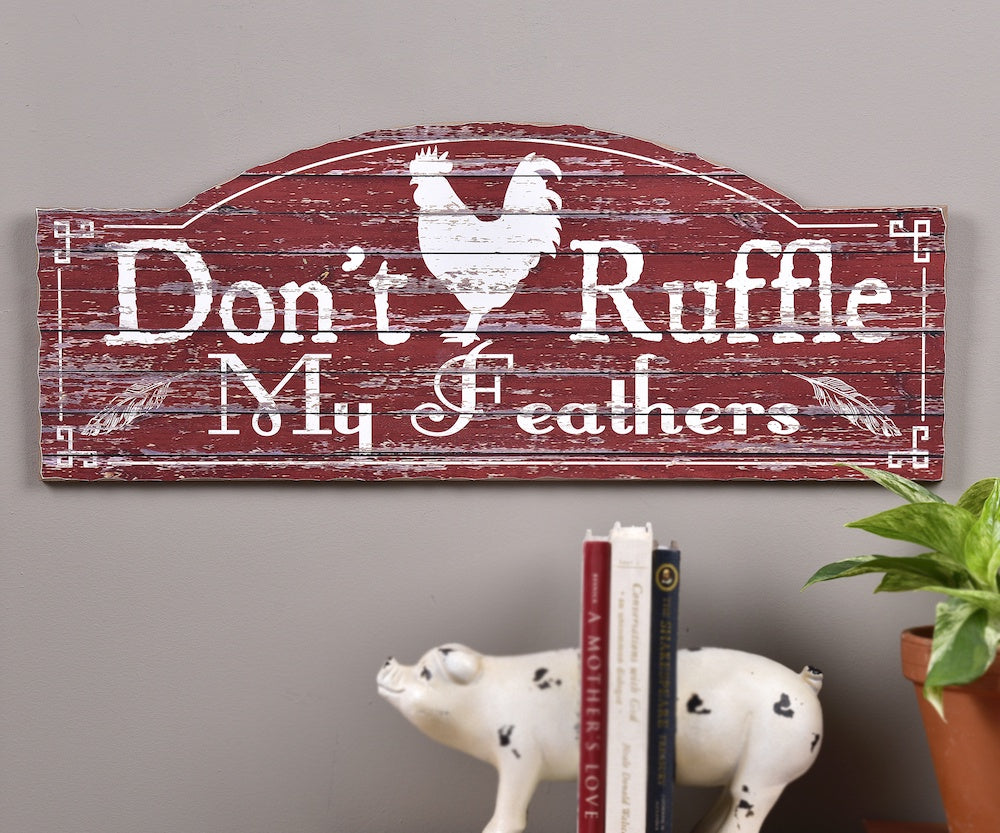 Giftcraft MDF Rooster & Sentiment Design Wall Plaque 087893 Don't Ruffle my feathers