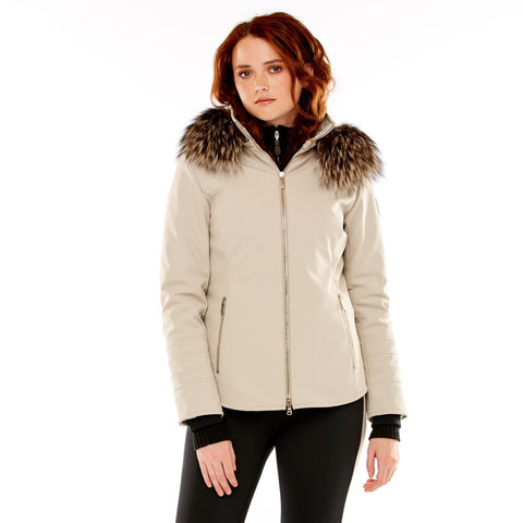 M. Miller Tori Insulated Soft Shell Jacket with Natural Fox  White Stretch Made in the USA